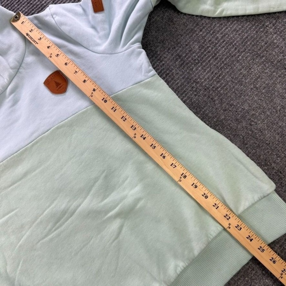 Wanakome Color Block Pullover Hoodie Womens Medium Aqua Green Mint Athleisure - Picture 9 of 11